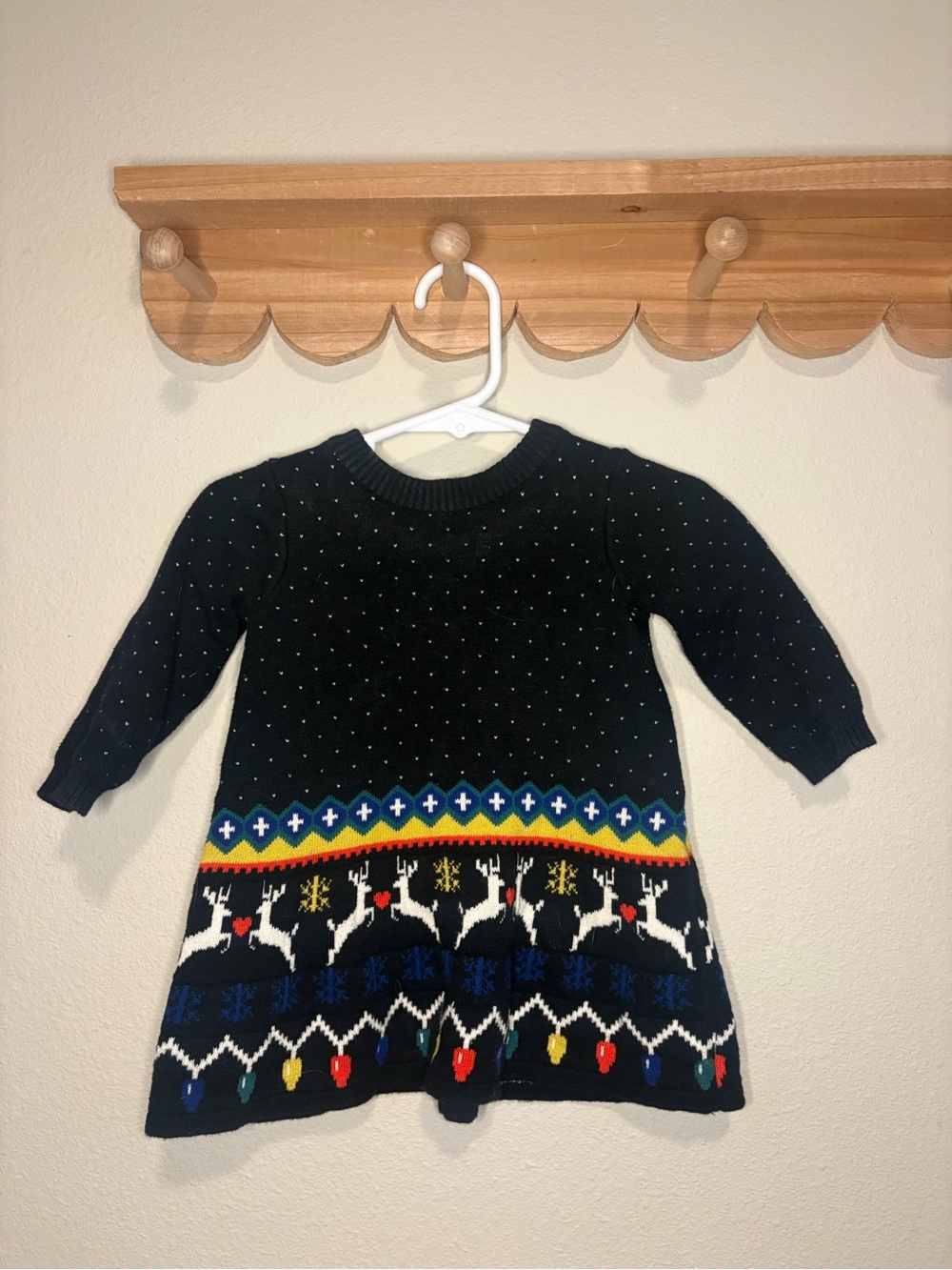 Hanna Andersson Knit Dress with Multicolor Holiday Motif